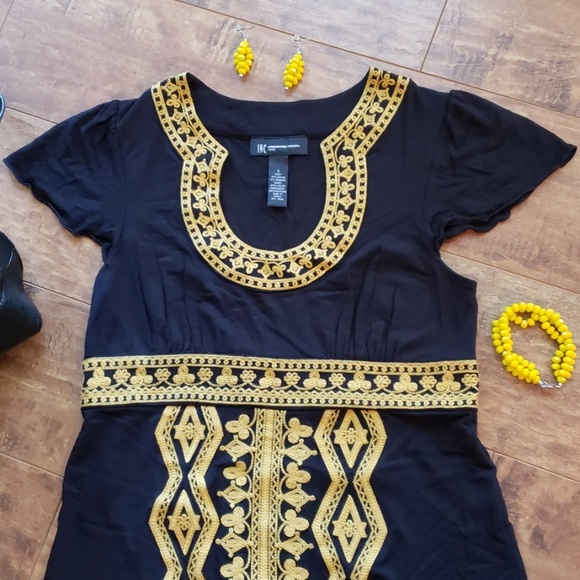 INC little black and yellow dress - Picture 3 of 8